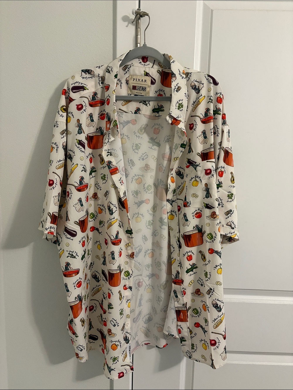 RSVLTS Pixar Ratatouille White Short-Sleeve Button-Down with Colorful Print